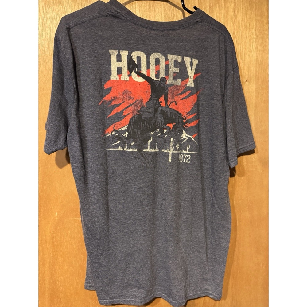 HOOEY Western T-Shirt Gray Blue Rodeo Graphic Tee XL Bucking (D)
